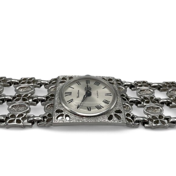 Vintage VENDOME Women's Watch 17 Jewels Hand Wind Up Silver Chunky Wristwatch - Picture 7 of 10